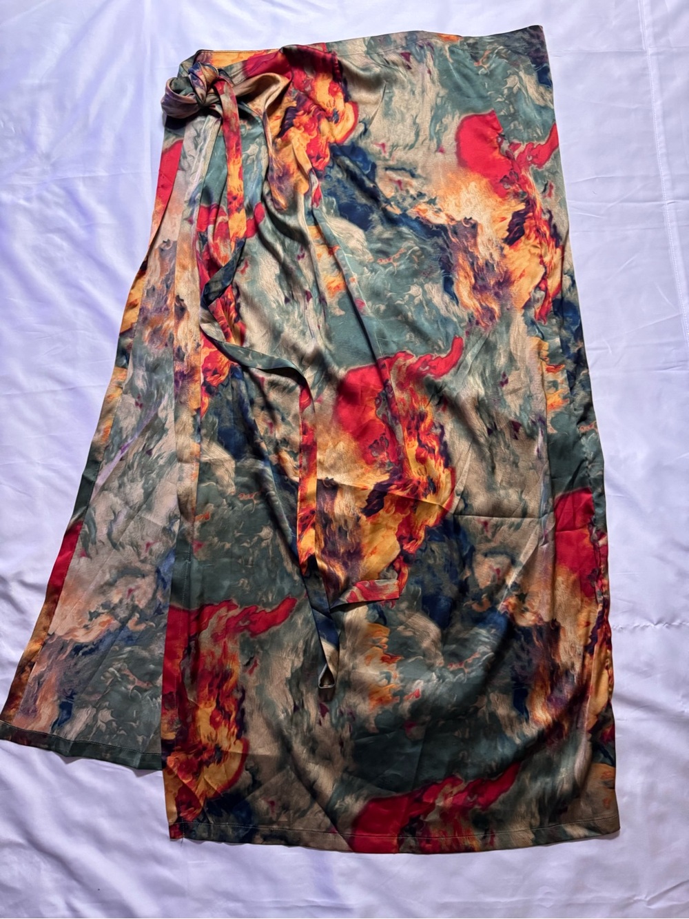 Micas Abstract Print Wrap Skirt - Green Multi